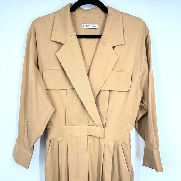 Shona Joy Sara Lapel Boiler Suit Jumpsuit Romper‎ Small Tan Camel Summer - Picture 5 of 8